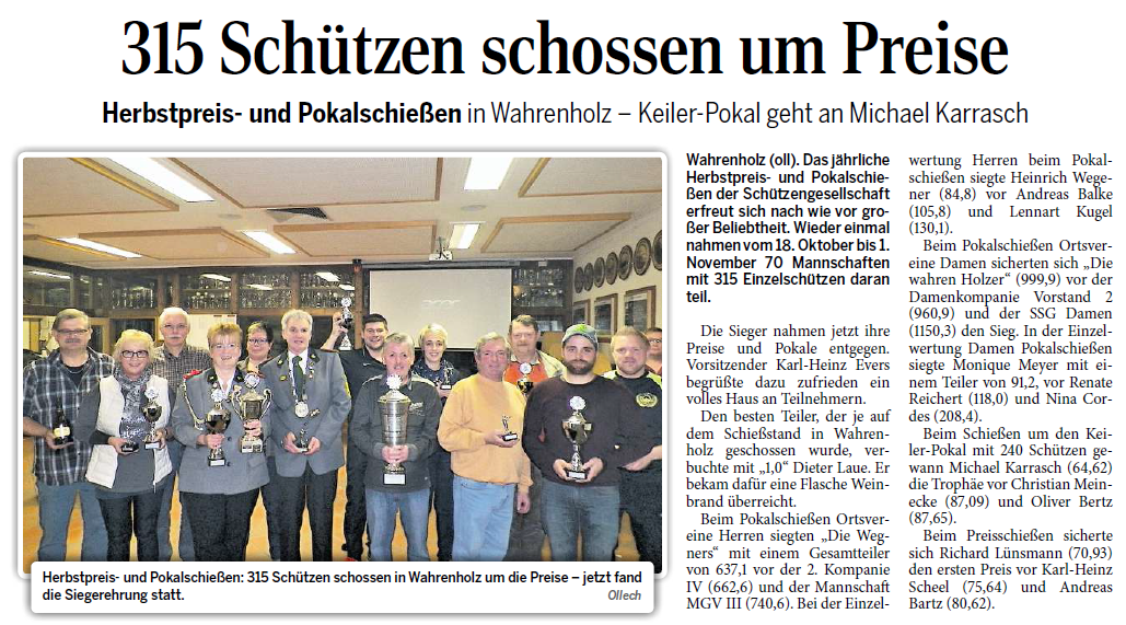 Bericht der Aller-Zeitung vom 05.11.2015 Seite 22