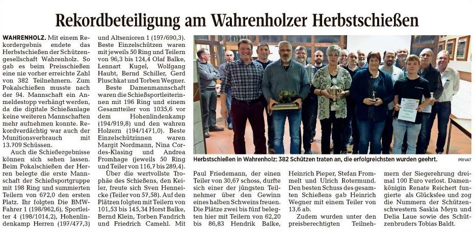 Sieger Herbstpreisschießen 2018