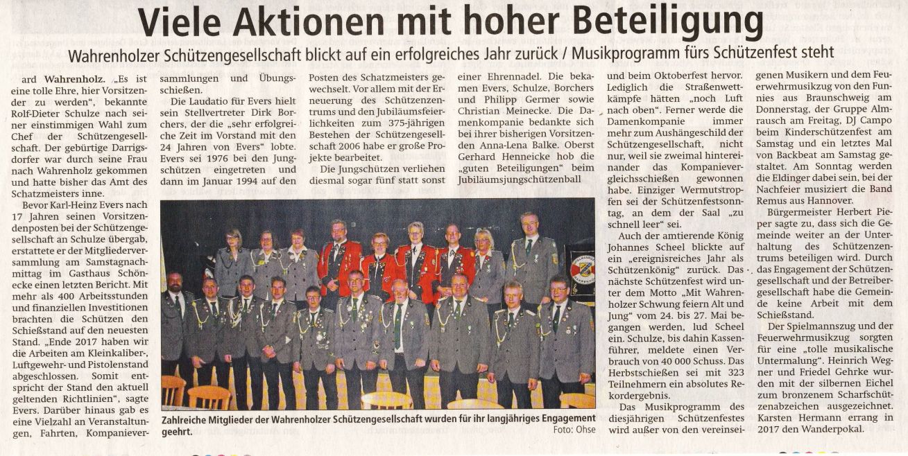 Bericht des Isenhagener Kreisblatt vom 23.01.2018