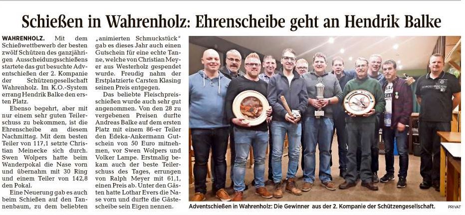 Bericht der Aller-Zeitung vom 19.12.2018