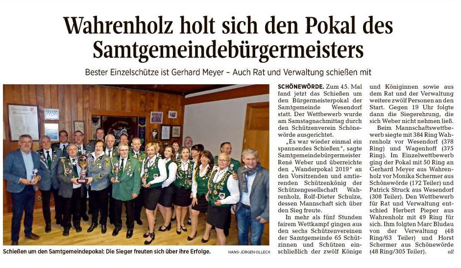 Wahrenholz holt sich den Pokal des Samtgemeindebürgermeisters