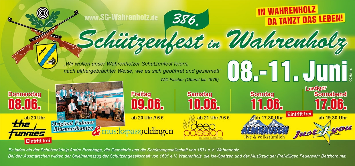 Flyer Wahrenholzer Schützenfest vom 8. bis 11. Juni 2017